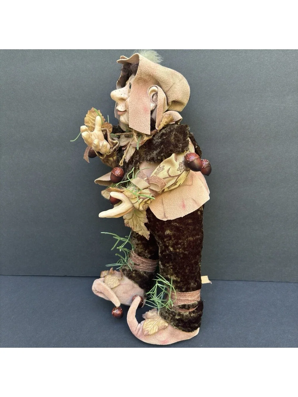Vintage Elf Fairy Acorn Fall Autumn Troll Gnome Christmas Ornament Folk Art